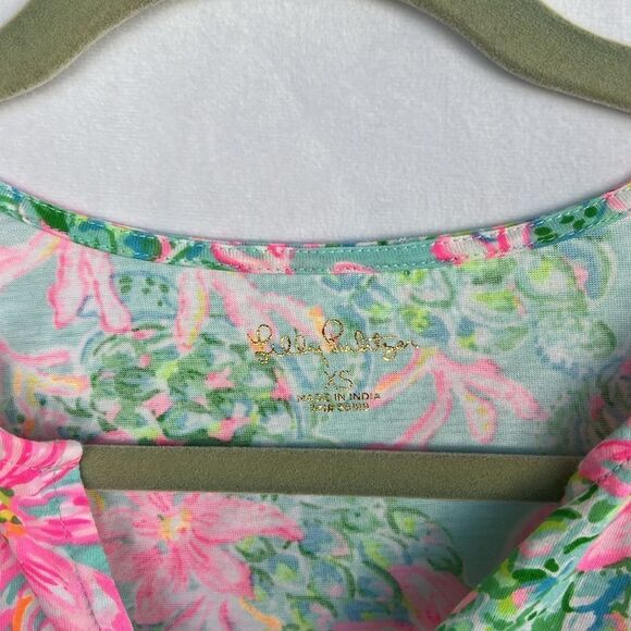 Lilly Pulitzer Jodee Ruffle Sleeve Swing Floral Top - Surf Blue So Shellegant XS - Picture 7 of 9